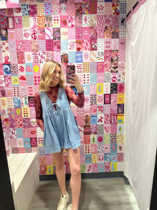 Hang Tight Honey Denim Romper - Light Denim