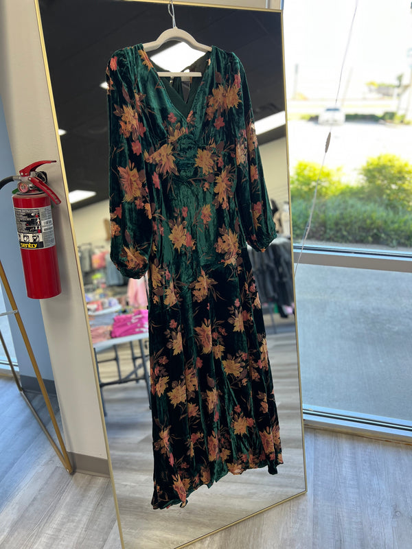 Fall Whispers Burnout Velvet Maxi Dress