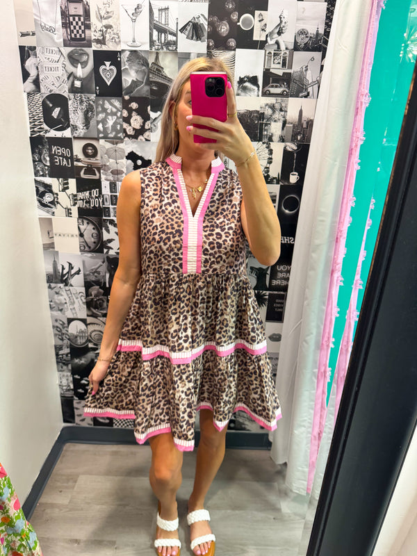 Starting New Animal Print Pink Dress