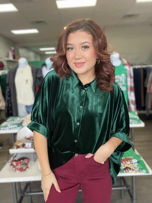 Velvet Dolman Sleeve Top