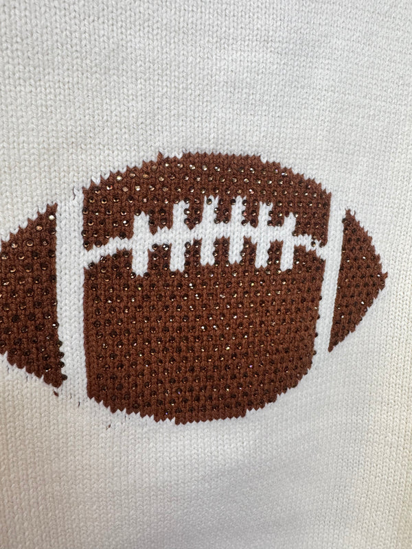Football Knit Sleeveless Sweater with Rhinestones on