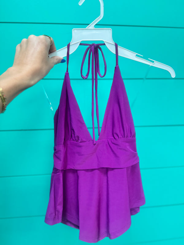 Full Time Flirt Halter Asymmetrical Tank Top