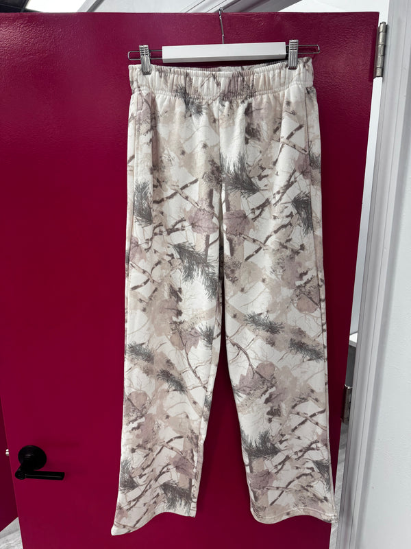 Fleece Camo Sweatpants | White