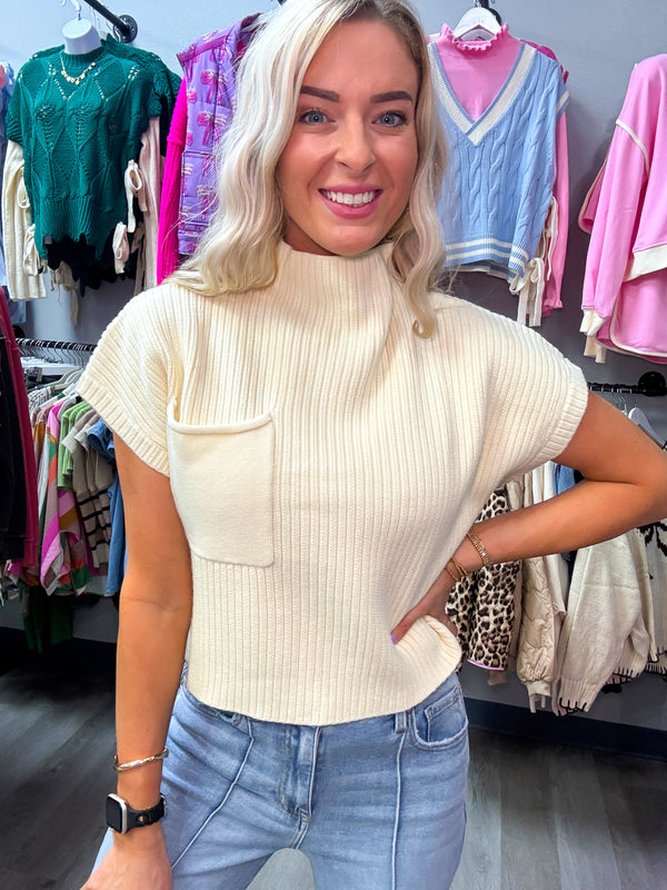Fall In Love Cropped Sweater Top - Natural