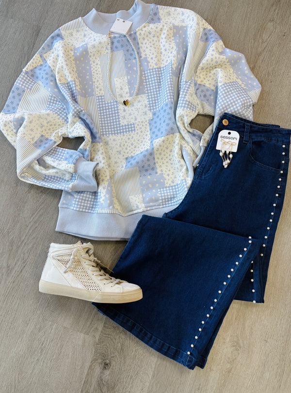 Pearl Detail Jeans - Dark Denim