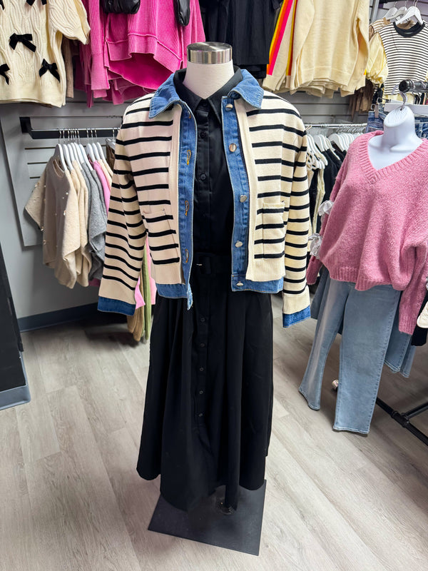 Belted Midi Black Dress