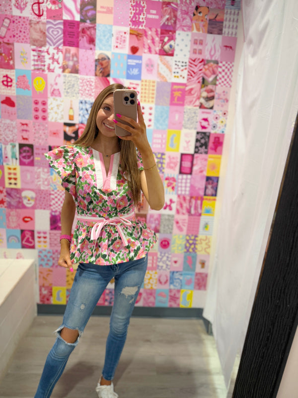 Floral Frill Top