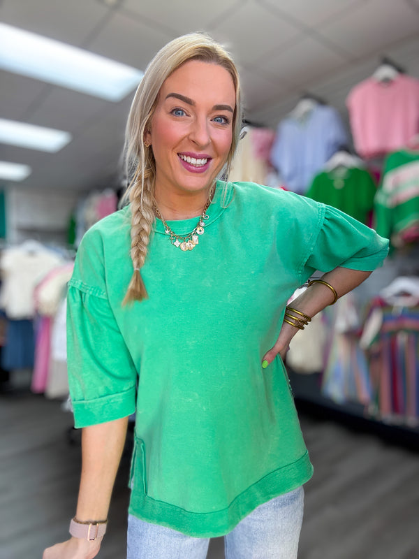 Acid Wash Green Top