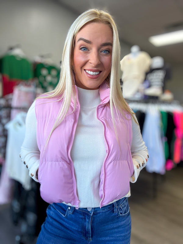 Puffer Padded Vest with Satin Organza Bow