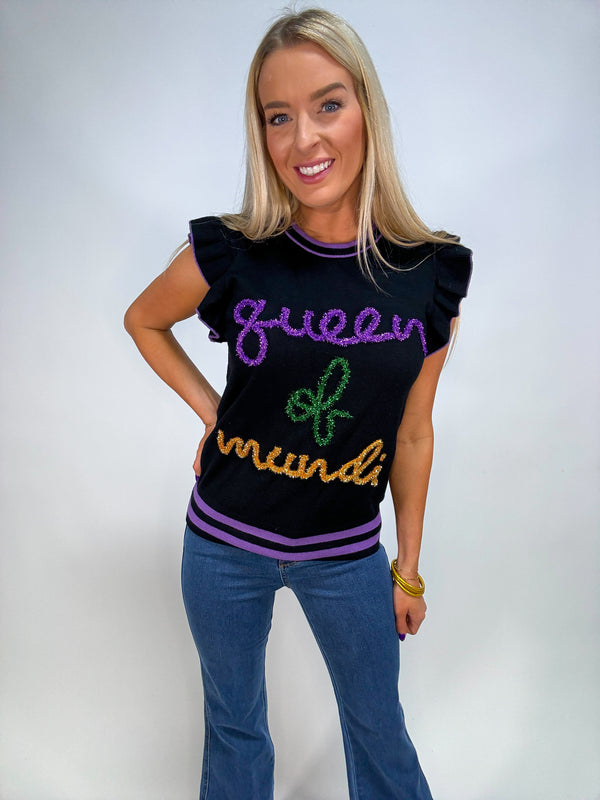 Mardi Time Ruffle " Queen of Mardi" Top