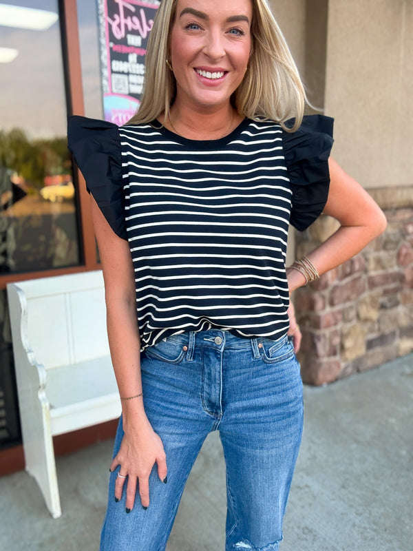 Black and White Stripe Top