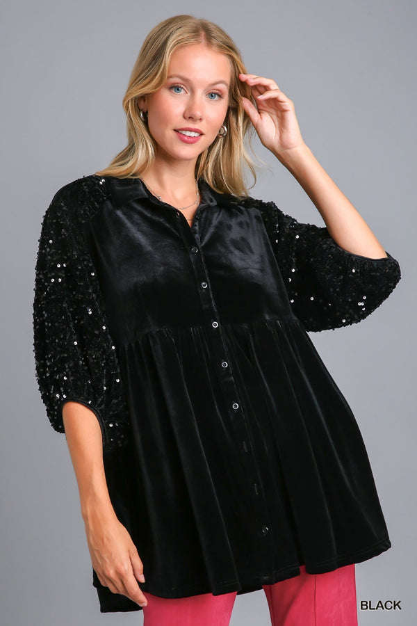 Holiday Spirit Velvet Sequin Tunic