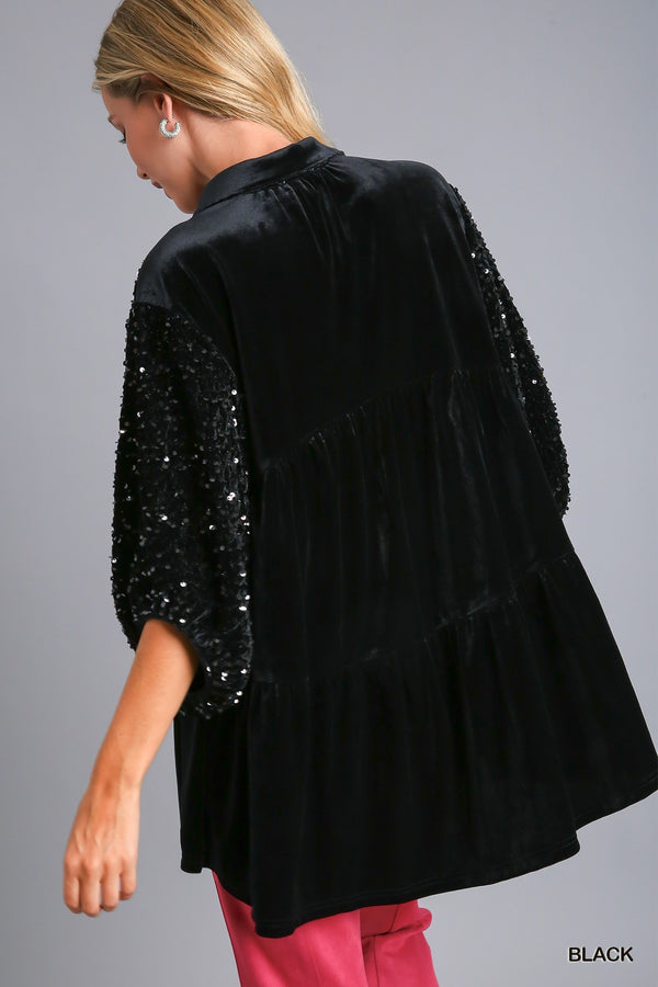 Holiday Spirit Velvet Sequin Tunic
