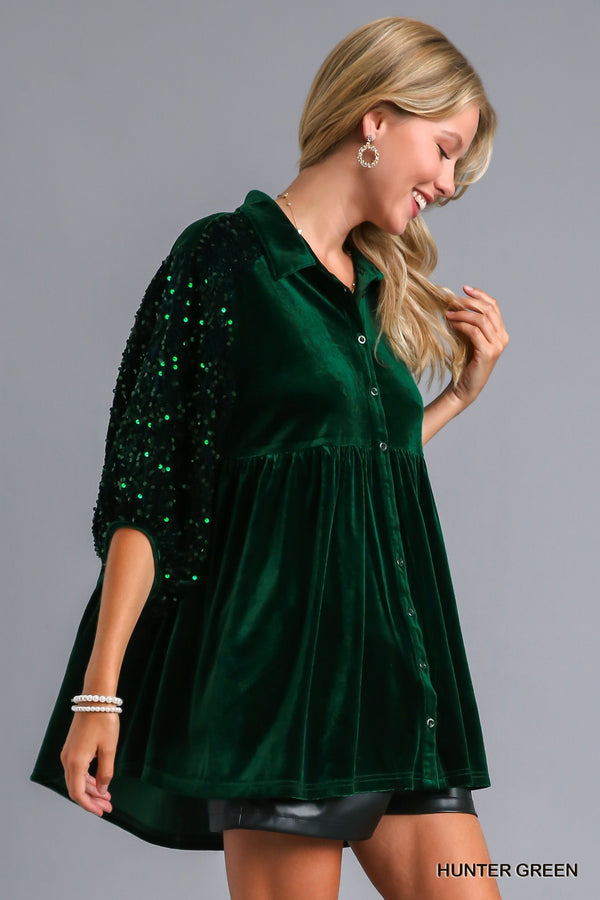 Holiday Spirit Velvet Sequin Tunic