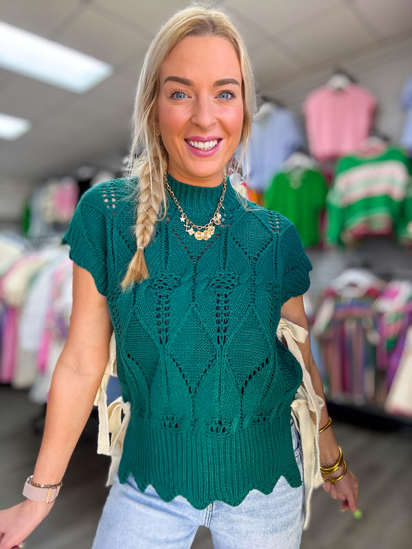 Teal Green Bow Sweater