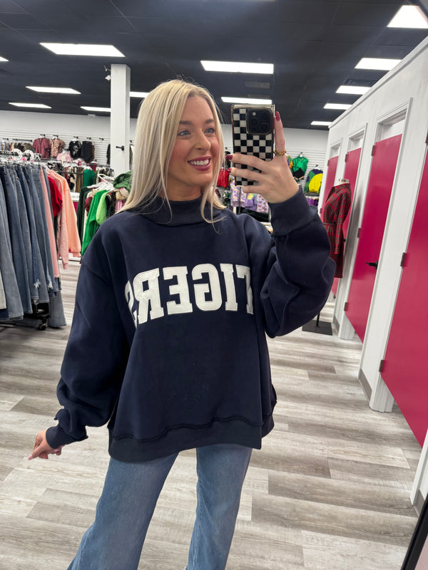 Tigers Navy Mockneck
