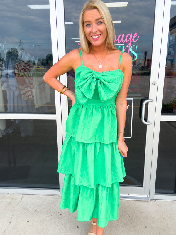 Bow Tiered Midi Dress
