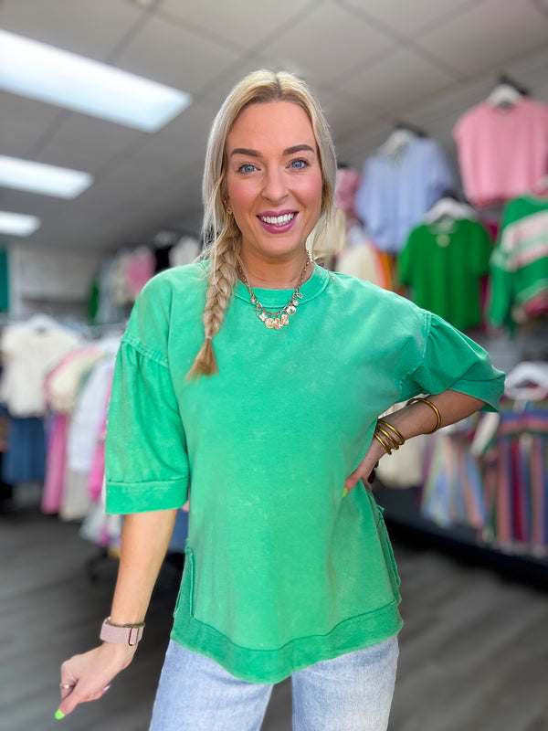 Acid Wash Green Top