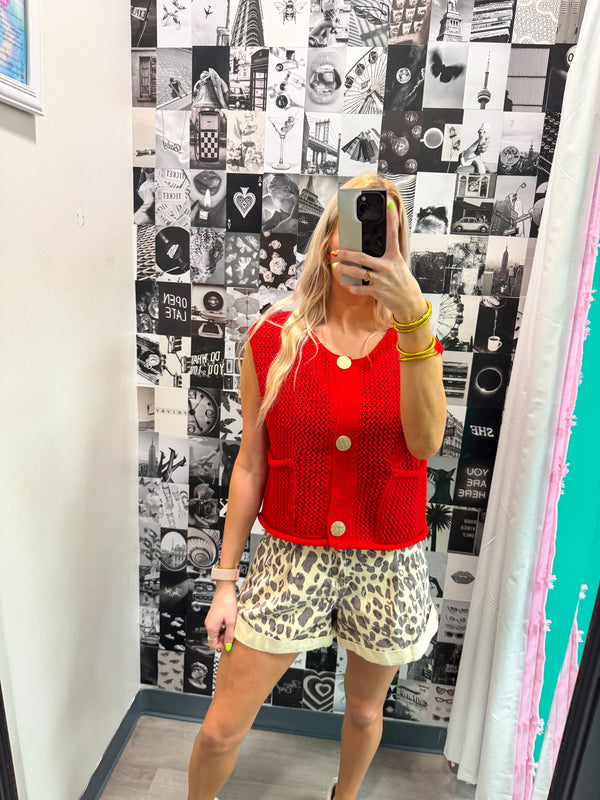 Leopard Denim Shorts