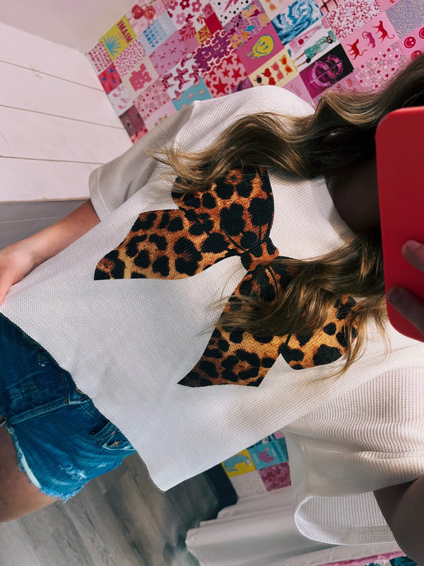 Leopard Bow Waffle Tee