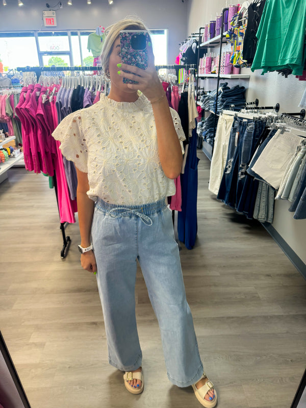 The Hazel Drawstring Denim Pants