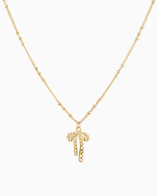 Lace Bow and Pearl Necklace