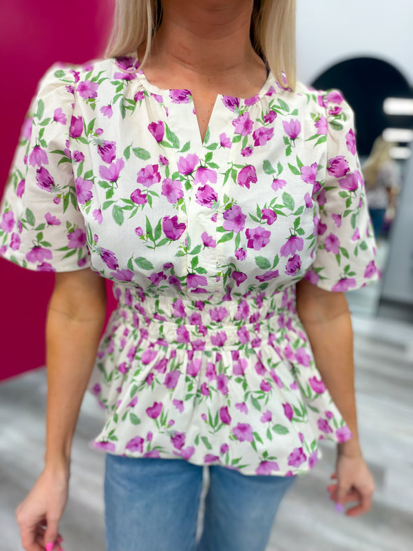 Pretty In Petals Peplum Top