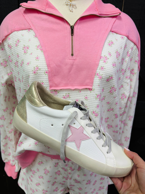 Blushing Petals Lounge Set Floral Zip Set