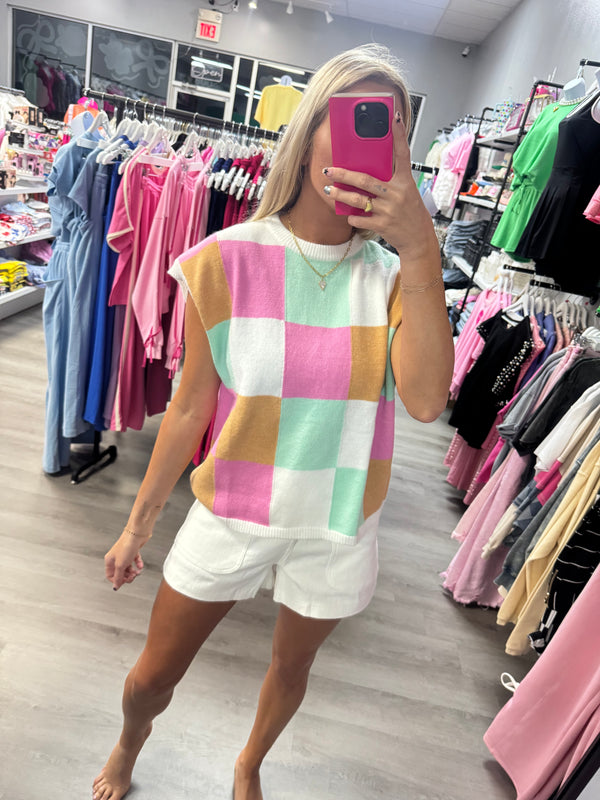 Pastel Checkered Sweater