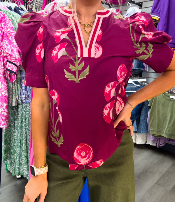 Floral Burgundy Top