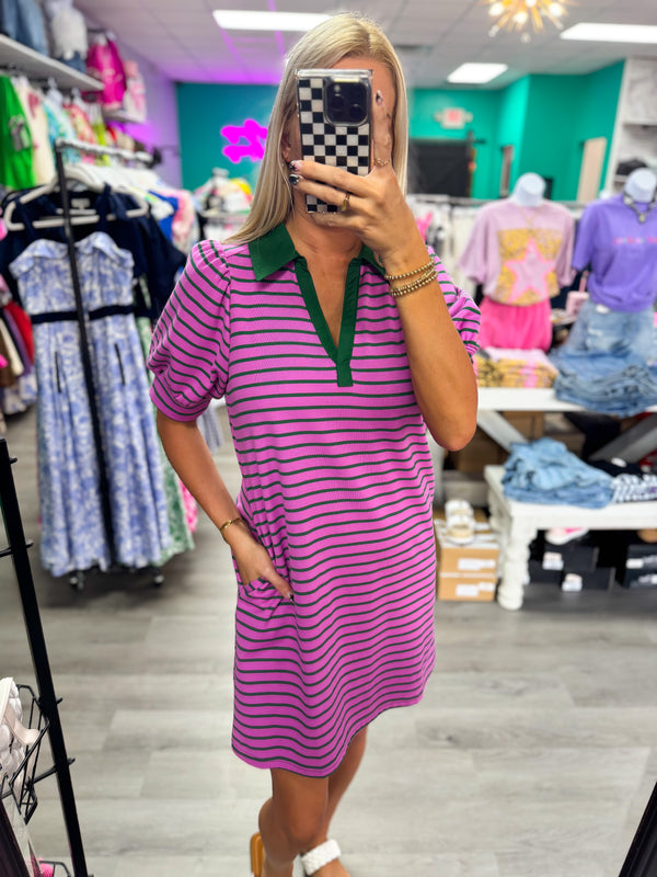 Stripe Dress - Purple