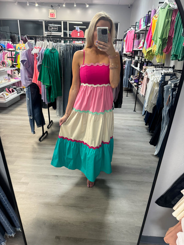 Once in a Lifetime Color Block Maxi Dress