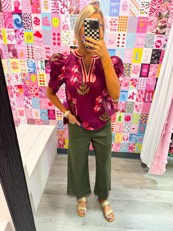 Days With You Embroidery Detail Pants - Olive