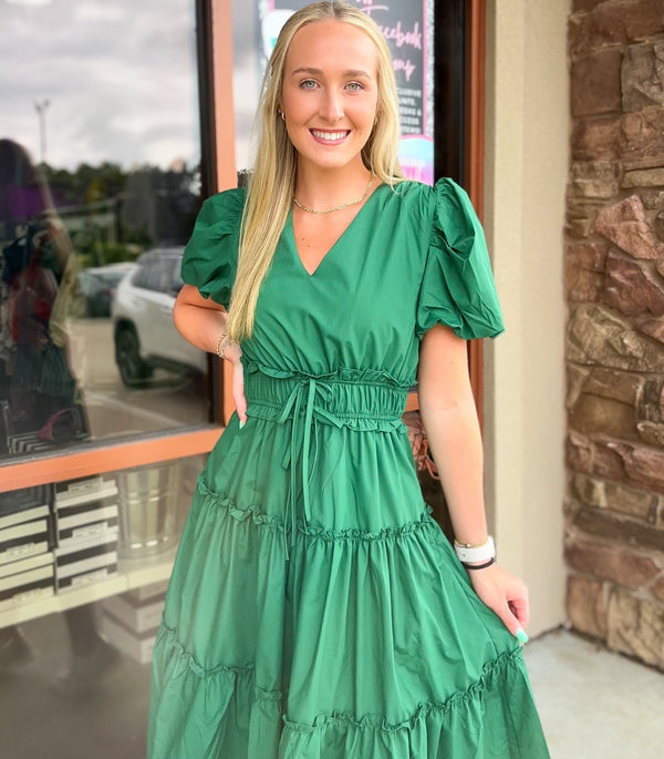 Enchant Me Midi Dress - Hunter Green