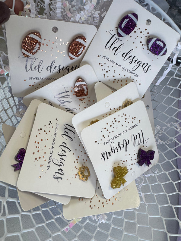 Purple and Gold Bow Game Day Earrings