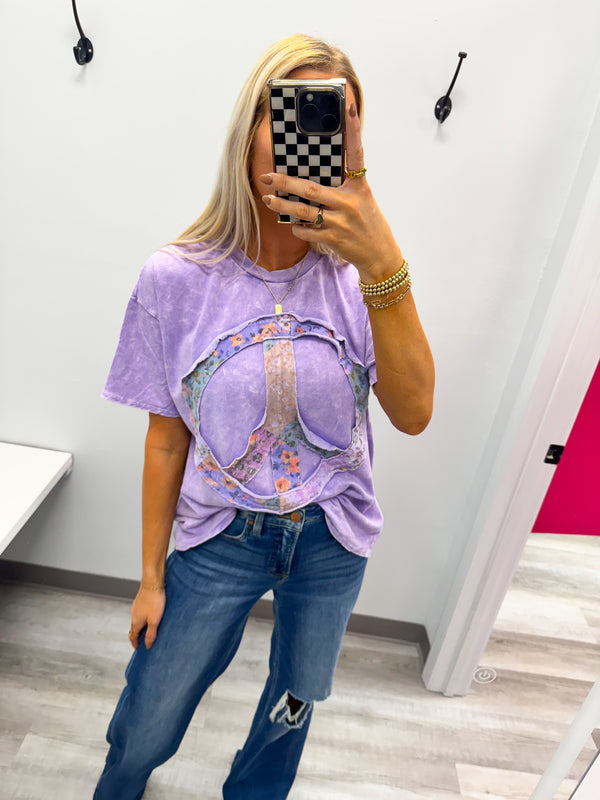 Lavender Peace Sign Tee