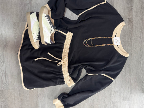 Black Varsity Skirt Set