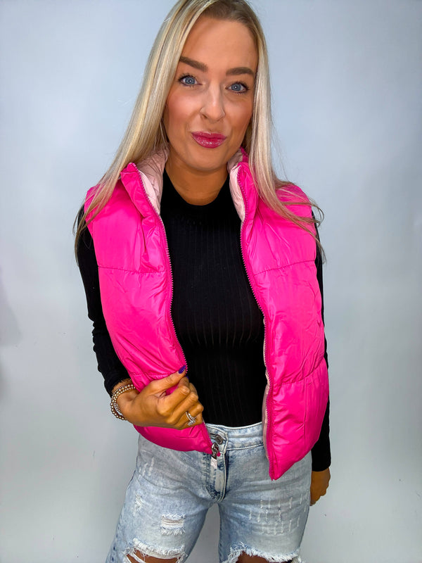 Two Sides to Every Story Reversable Puffer Vest