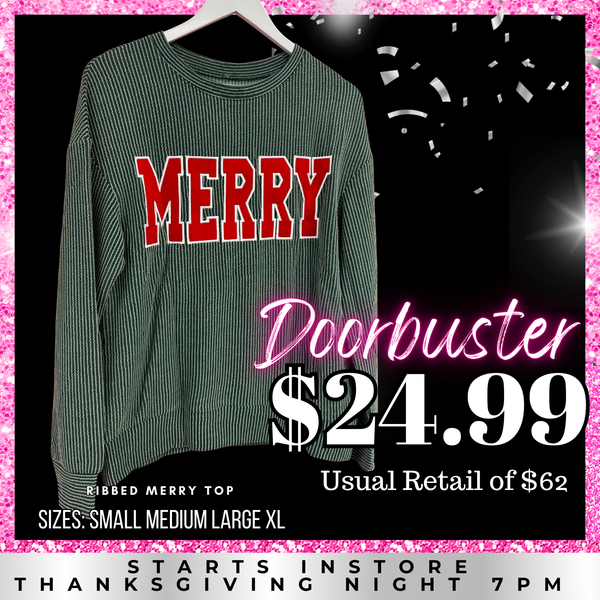 BLACK FRIDAY | Merry Letter Graphic Loose Long Sleeve Top