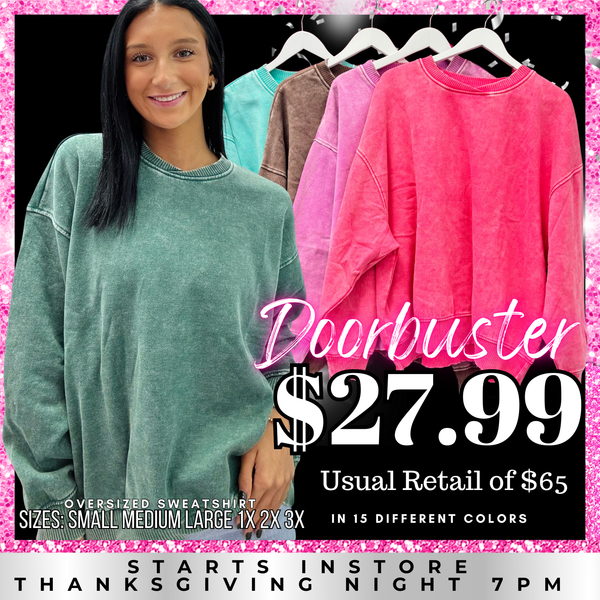 BLACK FRIDAY | Acid Wash Oversized Fleece Pullover