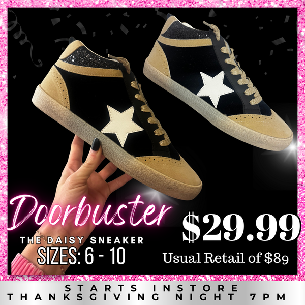 BLACK FRIDAY | The Daisy Sneaker | Black Beige