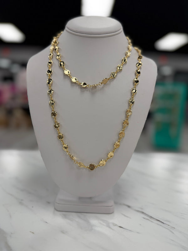 Hammered Disc Long Station Layering Necklace | 2 Options