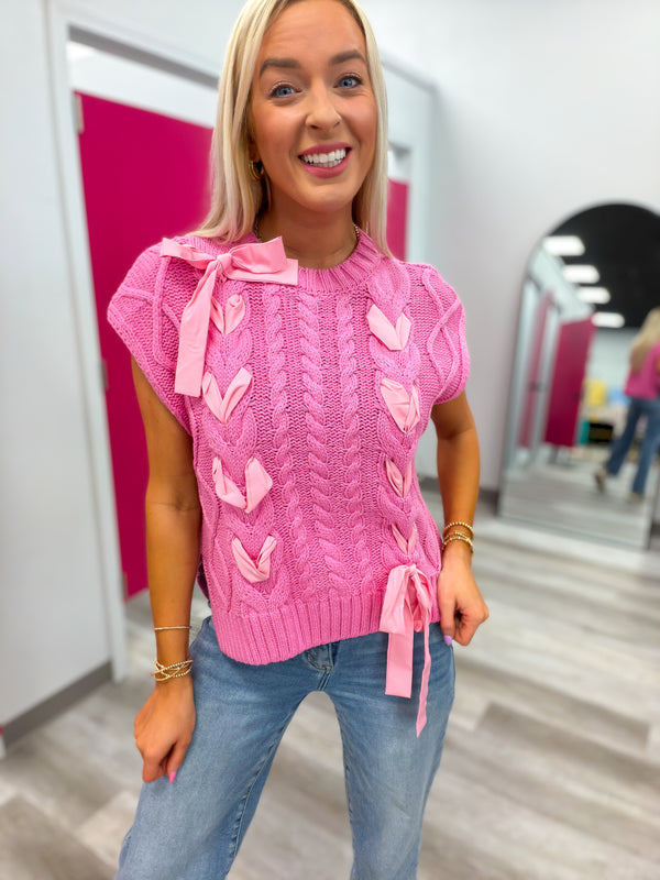 Be My Baby Pink Ribbon Sweater