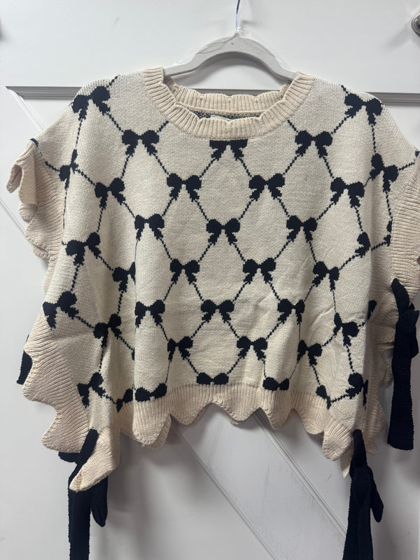 Bow Sweater Cream Black