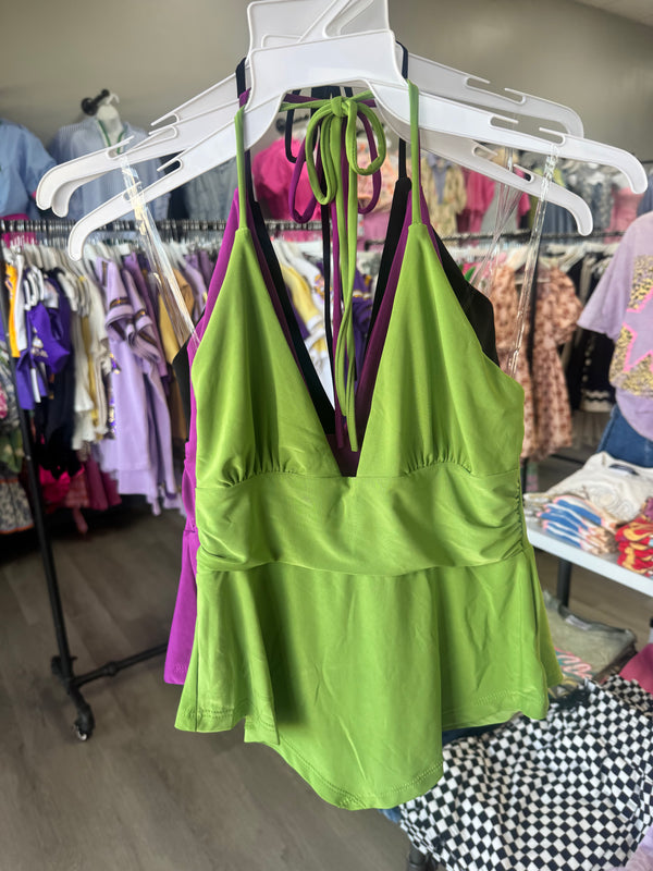 Full Time Flirt Halter Asymmetrical Tank Top
