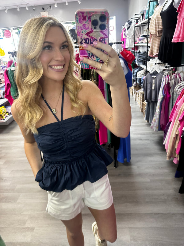 Navy Halter Top