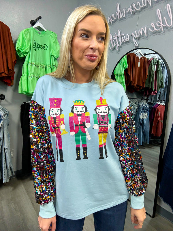Nutcracker Sequin Sleeve Top