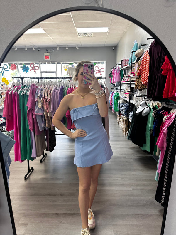 Blue Strapless Dress