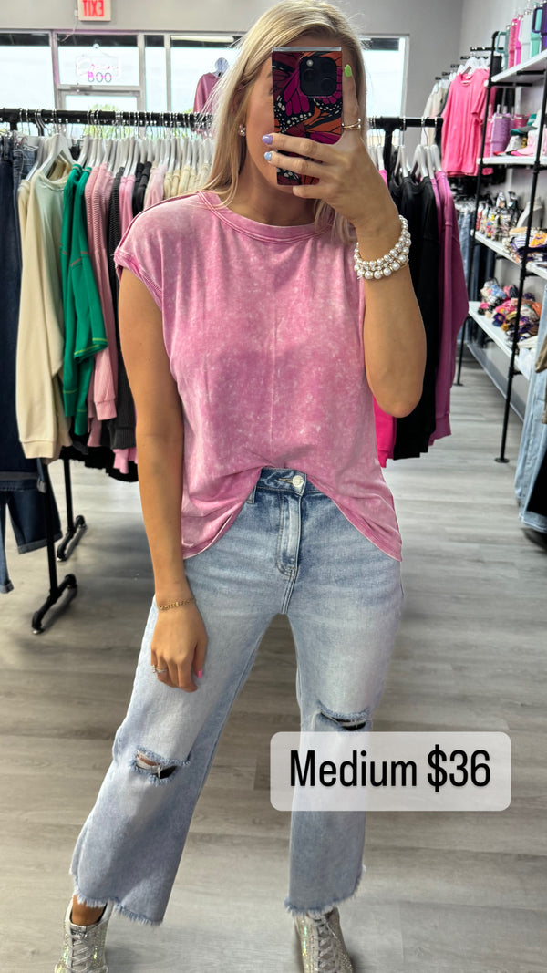Pink Acid Wash Top