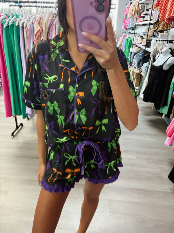 Bow Halloween Pajama Set